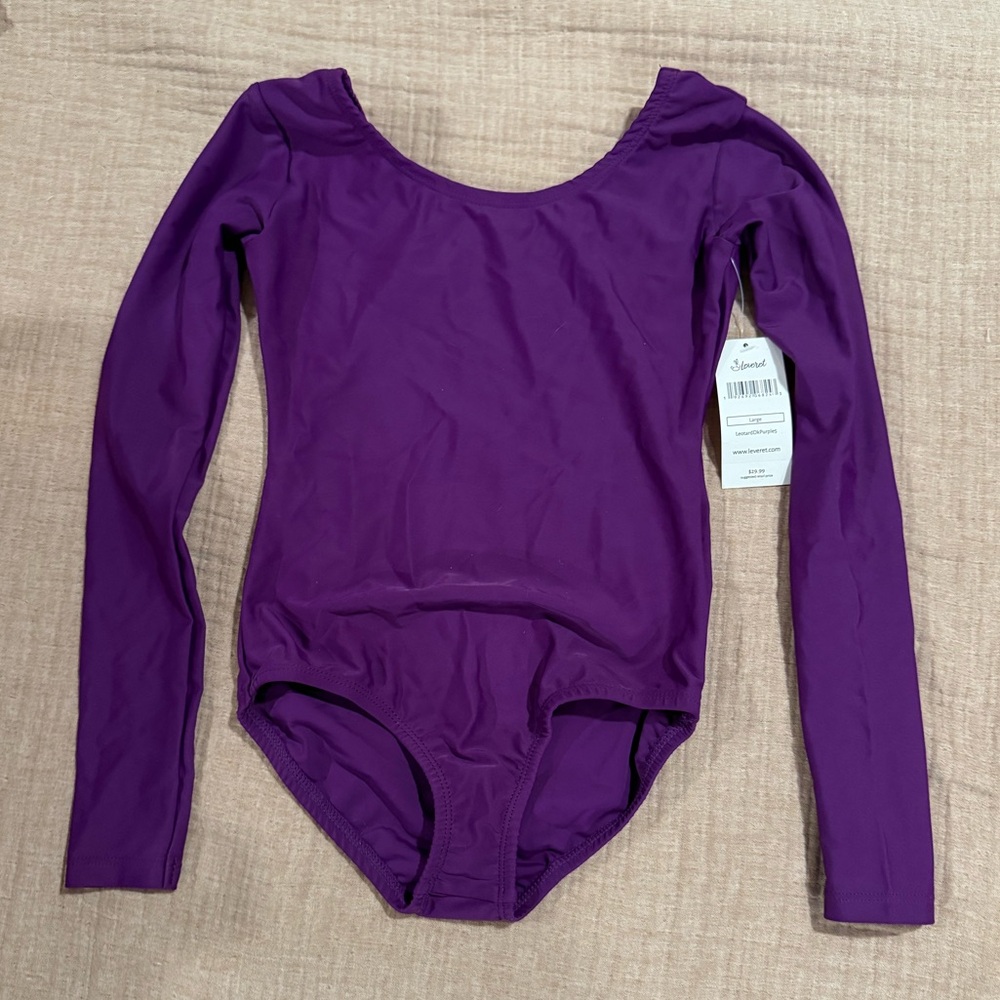 Girls Leveret Purple Long Sleeve Leotard